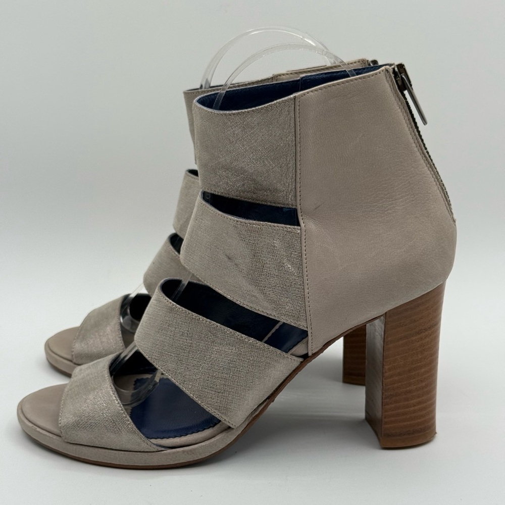 Valentina Rangoni Metallic Silver Strappy Chunky Sandals Stylish Block Heels - Picture 7 of 15